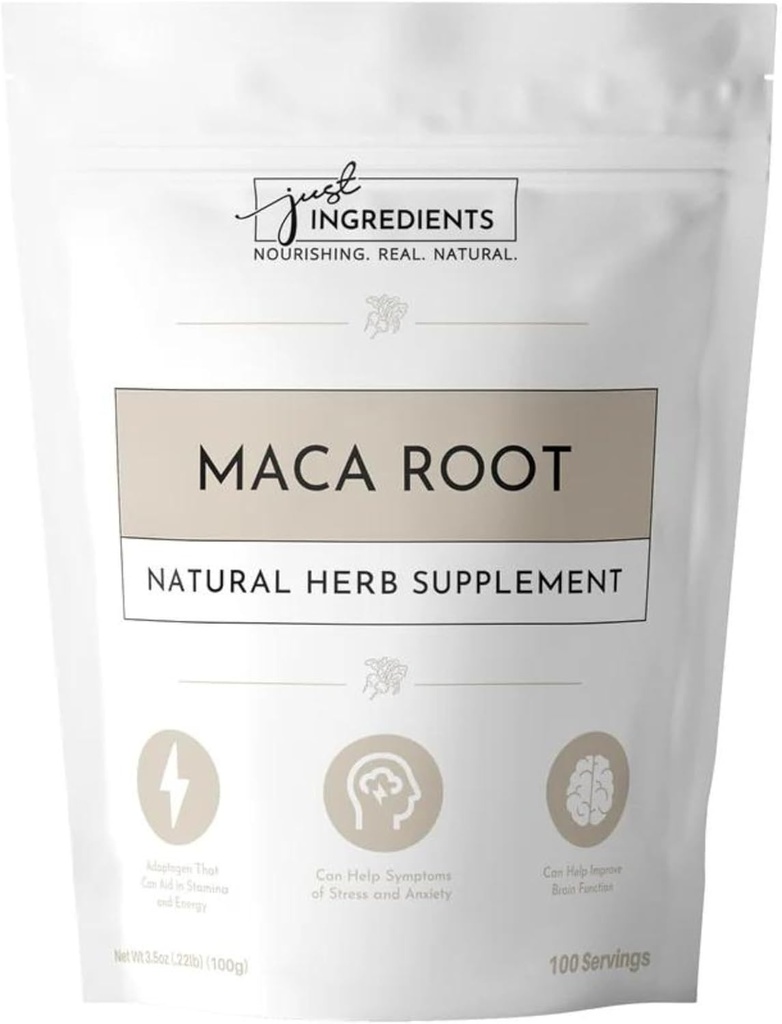 JUST INGREDIENTS Organik Maca Root Toz | 100 Hizmet | %100 Organik & Vegan Superfood | Doğal Wellness ve Hormonal Denge | Yapay Katkılar |