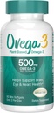 OVEGA-3 Plant-Based Omega-3 in Algal Oil Daily Supplement, 500 mg, Supports Brain, Eye & Heart Health, Two mini softgels per Day, Number 60 Count