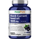 NusaPure Black Currant Seed Oil 1605 mg Gamma Linoleic Acid (GLA)% 15 180 Softgels (Non-GMO, Soyfree)