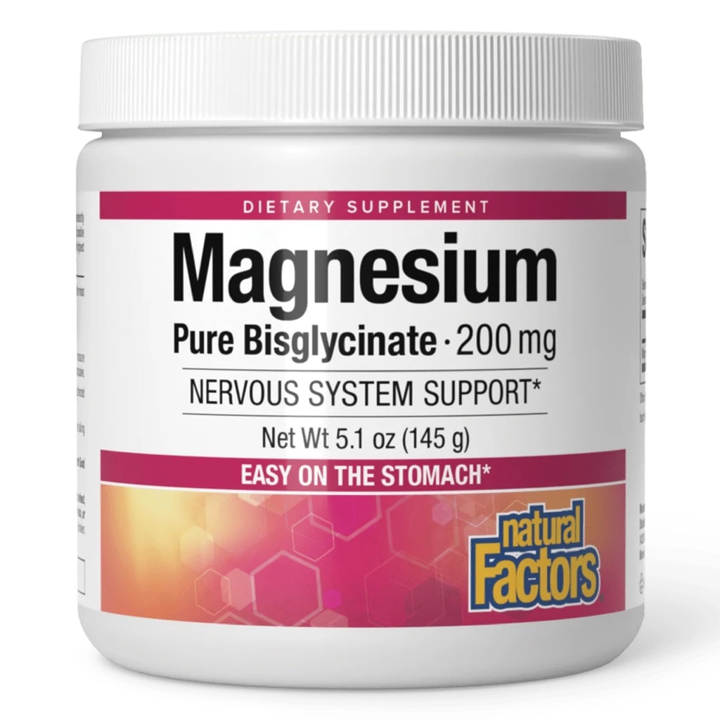 Natural Factors Magnesium Bisglycinate Powder - Whole-Body Health Support Supplement - Natural Magnesium Supplement Supports Bone Strength & Health - 5.1 oz (50 Servings)