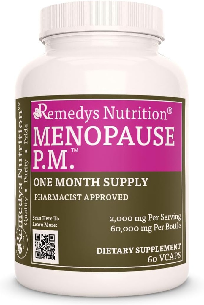 Remedy'nin Beslenme Menopause P.M.TM | 1.000 mg, 60 Vegan Capsules Herbal Diyet Tamam | İki Ay Supply