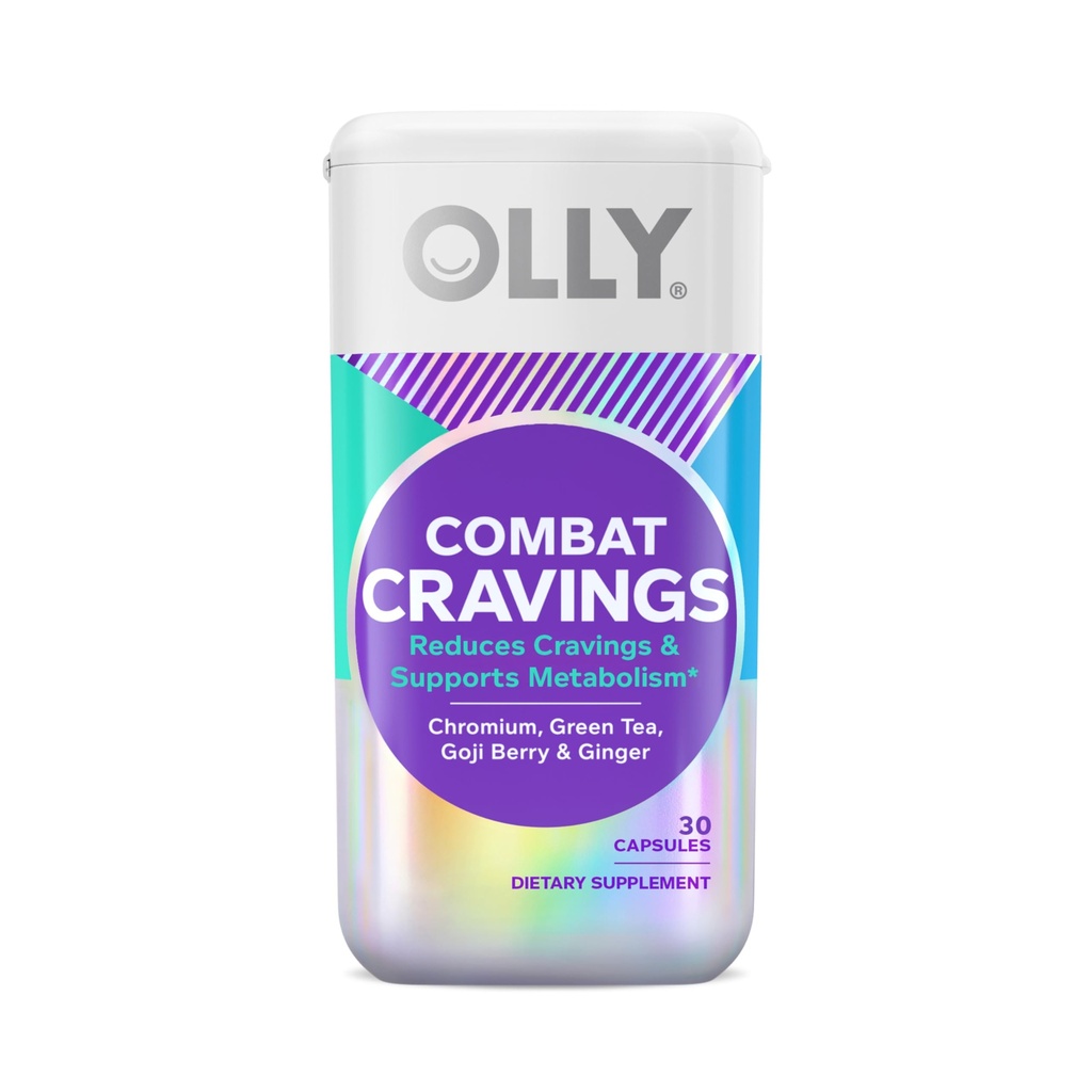 OLLY Combat Cravings, Metabolism & Energy Support Supplement,1000 mcg Chromium, Green Tea, Cut Berry, Ginger - 30 Count Count