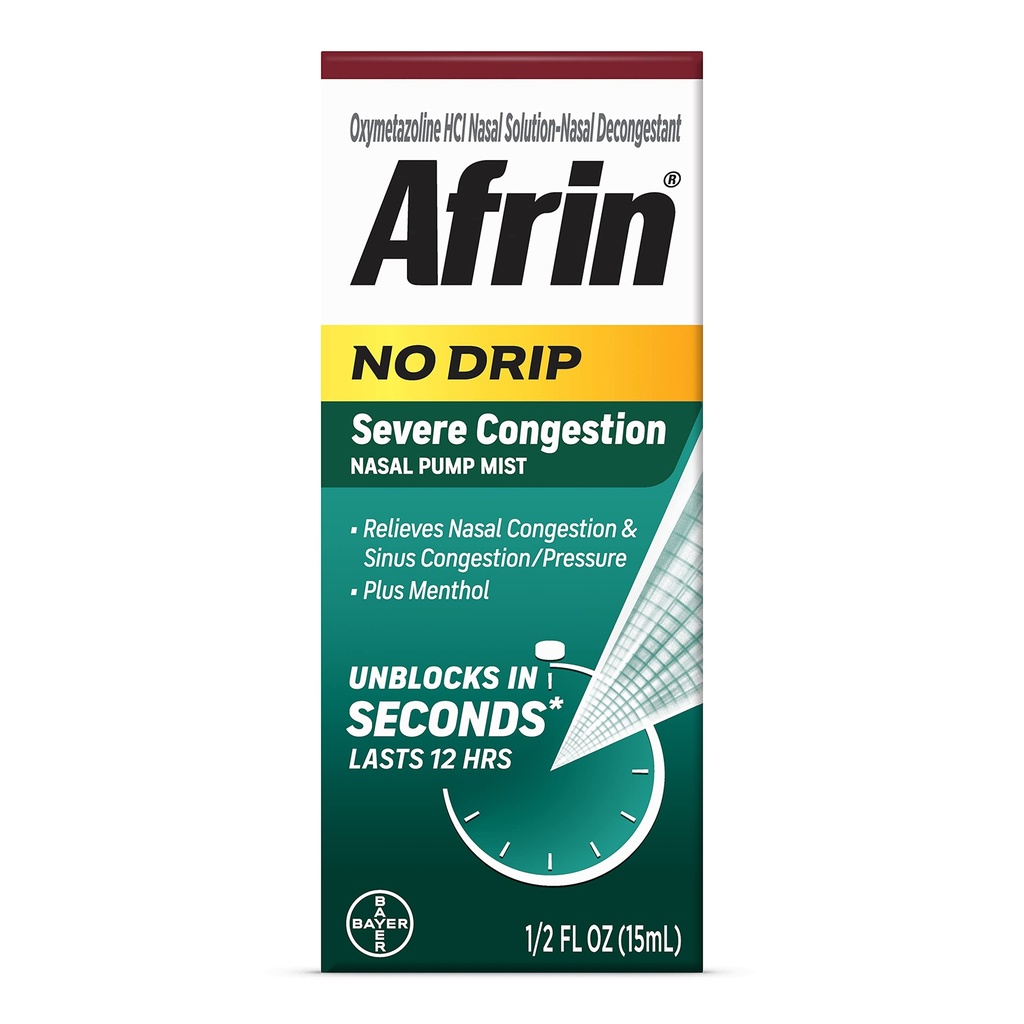 Afrin No Drip Severe 12 Saat Nasal Decongestant Pump Mist - 0,5