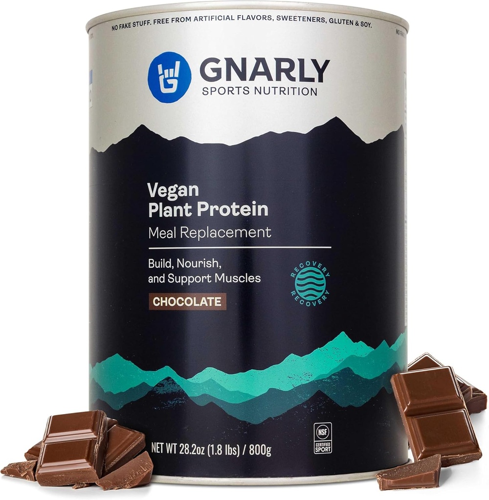 Gnarly Beslenme Vegan Plant Protein – Chocolate Vegan Protein Toz, NSF Spor Onaylandı – Meal Emekliliği, Günlük Beslenme Boost – Lactose Free Toz – Chocolate, 28.2 ozzz