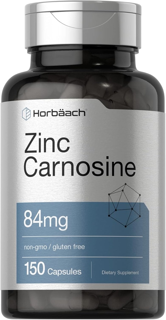 Horbäach çinko Carnosine Supplement | Capsule başına 84 mg | 150 Kont | Non-GMO & Gluten Free
