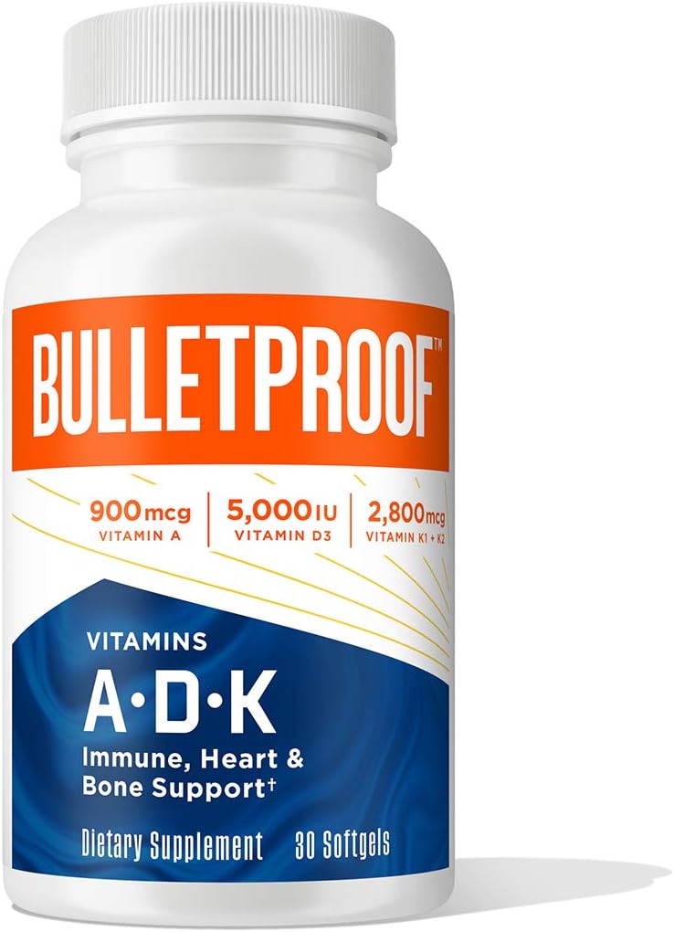 Bulletproof Vitamins A-D-K Softgels, 30 Count, Supplement for Heart, Bone Health and Immune Support