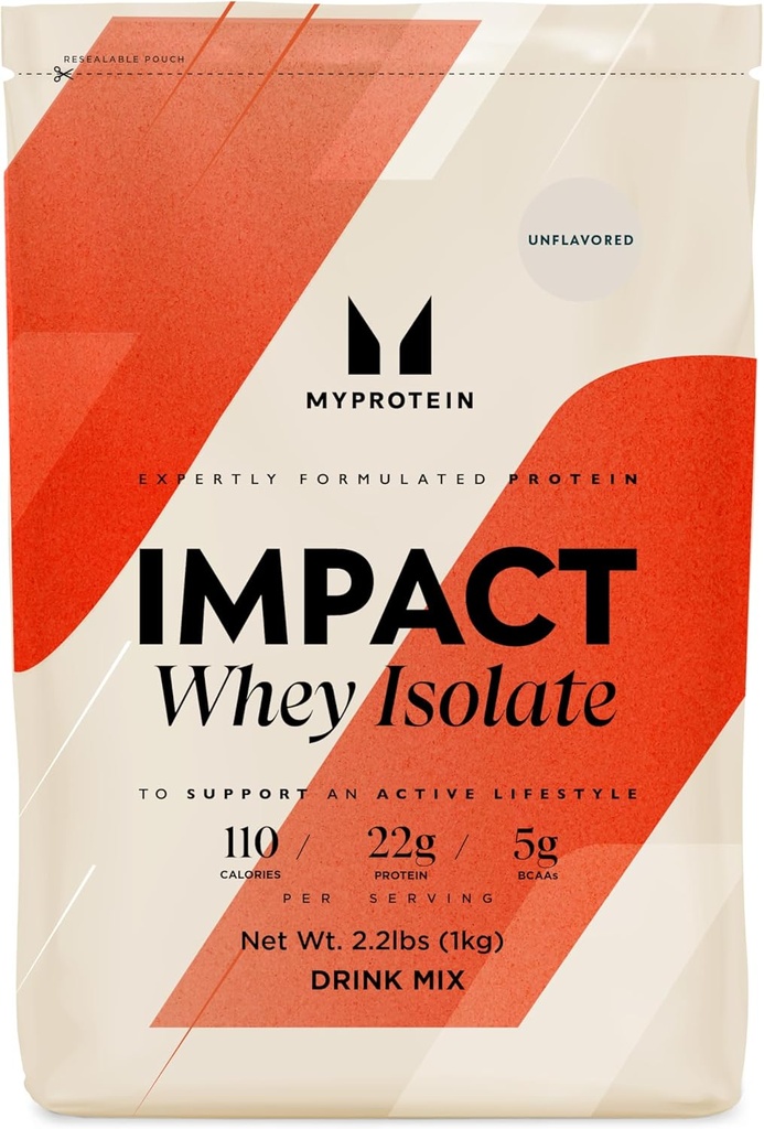 Protein Etkisi Whey proteini Isolate, 2.2 Lbs (40 Hizmet) Unflavored, 22g Protein, 3.5g Glutamine & 4.5g BCAA, Kas Güçlü & Kurtarma için Shake