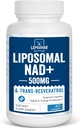Liposomal NAD+ 500 mg + Trans-Resveratrol 300 mg, Üstün Aborps Energy Metabolism & DNA Onarım için Gerçek NAD Supplement Verimli, 60 Softgelsm & DNA
