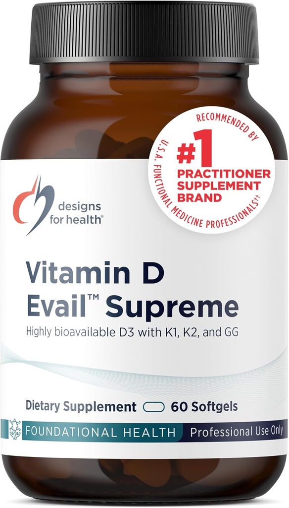 Σχέδια για την Υγεία D-Evail Supreme - 5.000 IU συμπλήρωμα βιταμίνης D3 με VIT K (K1, K2 ως MK-4) + GG - Οστό, Καρδιαγγειακή + Ανοσολογική Υποστήριξη - Βελτιωμένη βιοδιαθεσιμότητα (60 Softgels)