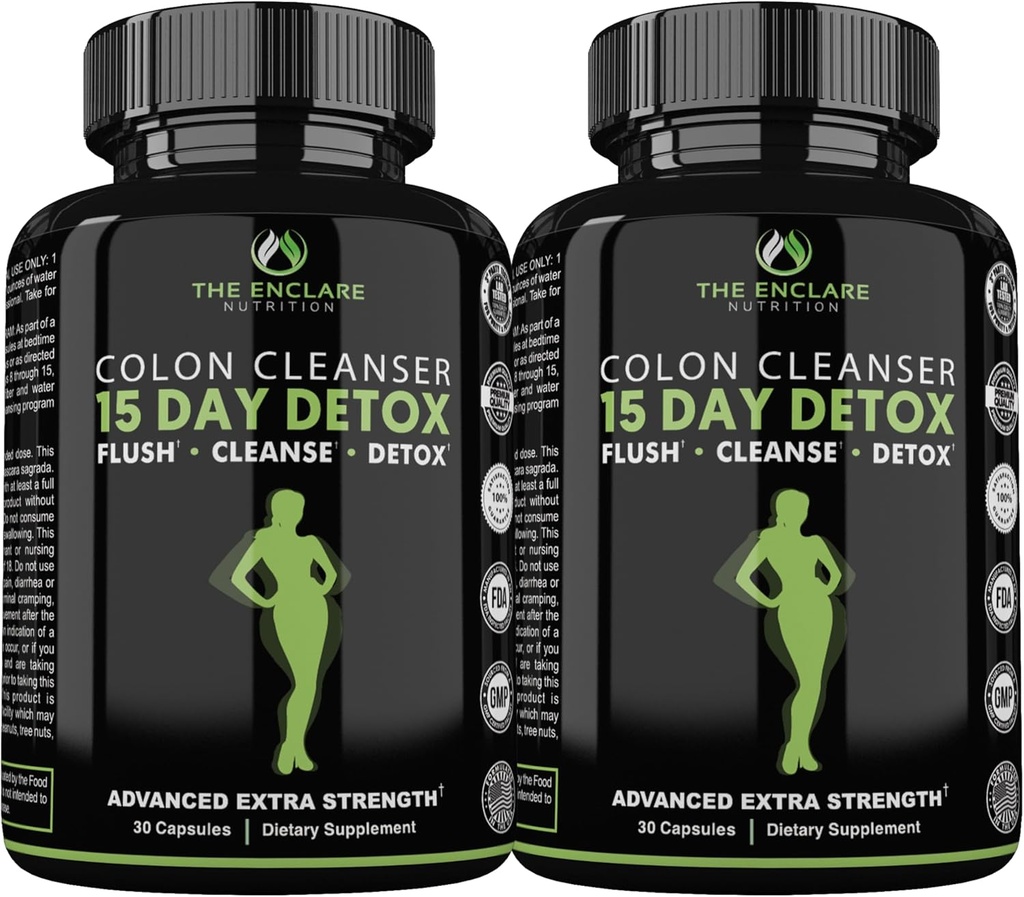 THE ENCLARE NUTRITION 15 Day Detox Cleanse for Weight Loss. Προηγμένη υποστήριξη Gut για γυναίκες & άνδρες. Cleanse Colon Laxatives for Constipation & Bloating Relief. Καθαρίστε τα προβιοτικά χάπια διατροφής 60ct (2)