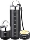 Zannaki Metal Seyahat Pill Organizer, Portatif Sular Haftalık Pill Box, Büyük Alüminyum Pill Case Konteyner, BPA Ücretsiz 7 Günlük Tıp Vitamini, Fish Oil, Supplement