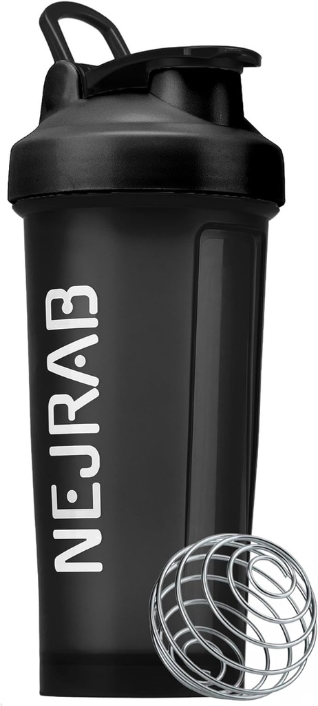 Protien Shaker Şişe Tel Whisk Ball, Protien Mixes, Protein Shaker Cup, 28-Ounce, Protein Shaker Şişe, Protein Shake Şişe (Black), Medium, NJB 28-Ozz