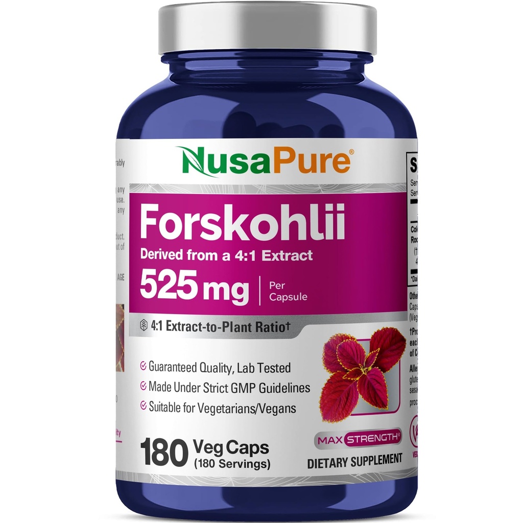 NusaPure Forskohlii 4:1 Extract, 525 mg Ισοδύναμο με 21,00 mgper Veggie Caps - 180 Caps (Μη ΓΤΟ, Χωρίς γλουτένη)
