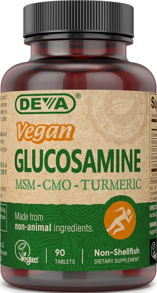 DEVA Vegan Glucosamine MSM & CMO, CMO, Turmeric Extract, Boswellia Non Animal Materialss, 90 Tablets