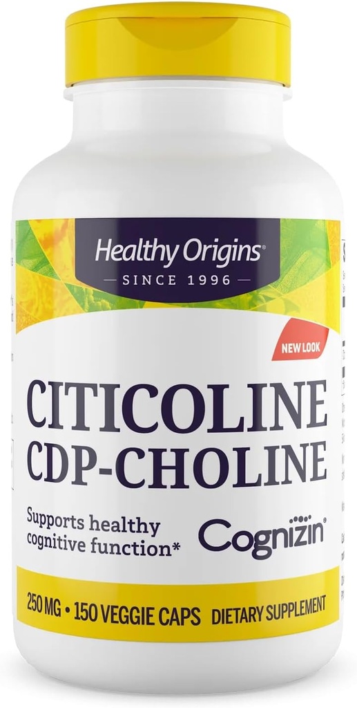Sağlıklı Origins Cog ETF (Citicoline), 250 mg - Citicoline CDP Choline ile Bellek için Beyin Tamamı - Non-GMO, Vegan & Gluten-Free Supplement - 150 Veggie Capsules