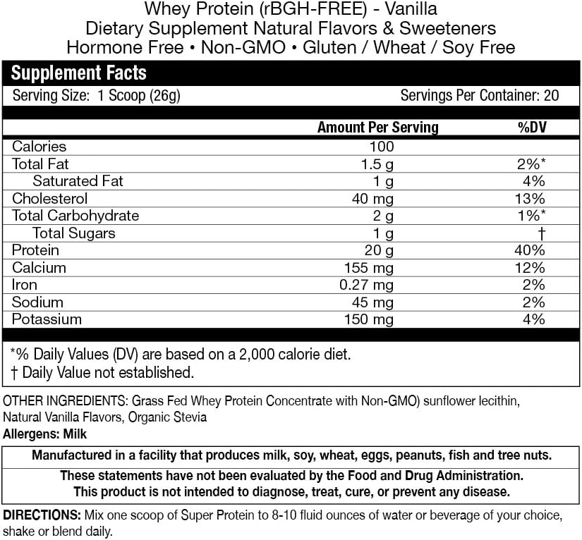 Fortifeye Super New Zealand Grass Fed Whey Protein Vanilla Flavor, 40 Servings, 2 Pack - Μη μετουσιωμένο οργανικό Grass Fed Whey Protein Powder για προπόνηση, αθλητική διατροφή & βελτίωση ανοσοποιητικού συστήματος