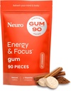 NöroGum Energy & Focus Gum (Cinnamon, 90 Adet) | 40 mg Natural Caffeine + L-Theanine + Vitamin B12 & B6 + Xylitol | Sugar Free Nootropic Cognitive Brain Performans Tamamlayıcı