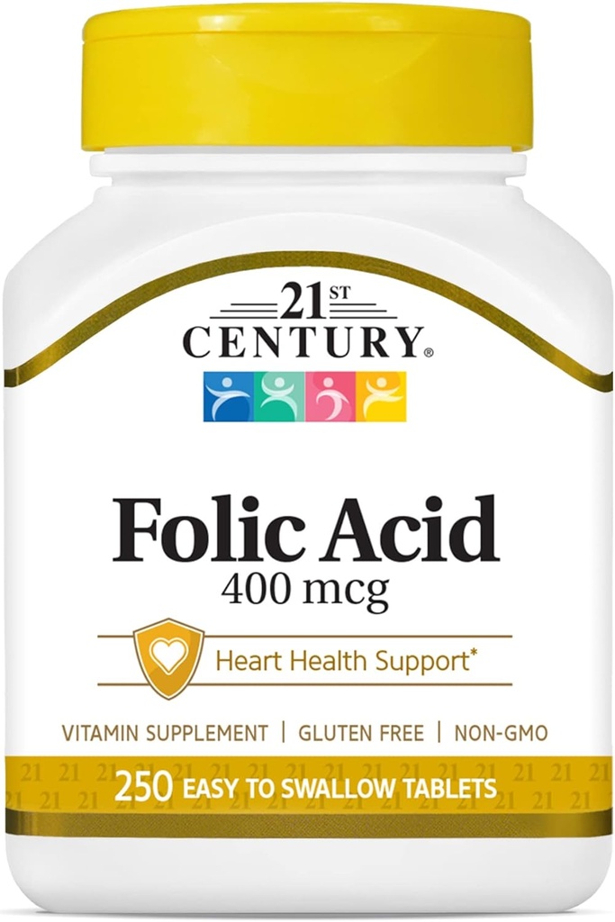 21. Yüzyıl Folic Asit 400 mcg Tabletler, 250 Kont