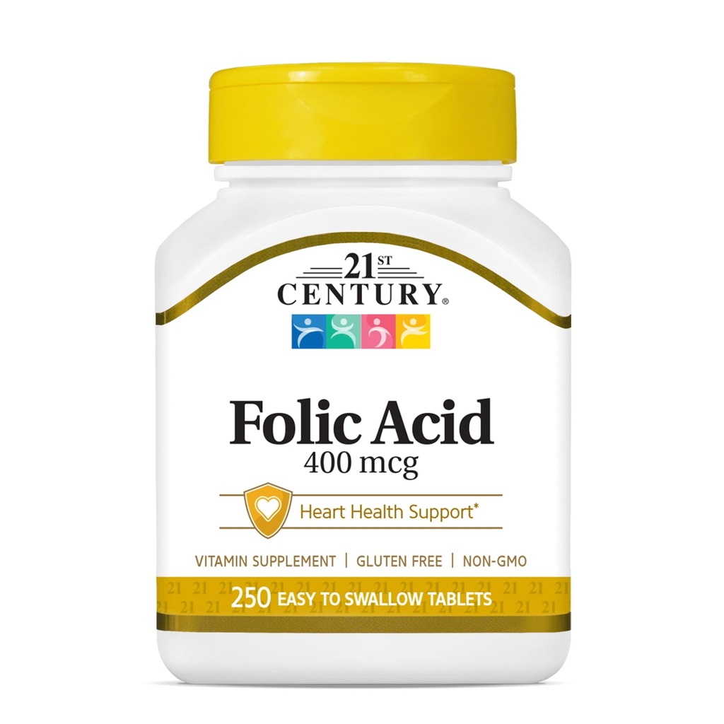 21. Yüzyıl Folic Asit 400 mcg Tabletler, 250 Kont