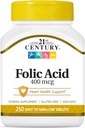 21. Yüzyıl Folic Asit 400 mcg Tabletler, 250 Kont