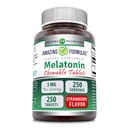 Amazing Formulas Melatonin Chewable Supplement | 5 Mg Per | 250 Tablet | Non-GMO | Gluten-Free | Made in USA (Strawberry)