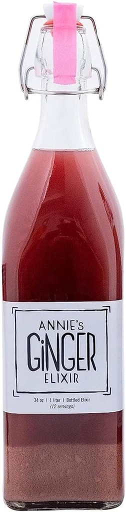 Annie's Ginger Elixir, 34oz 2Pack, Pure Natural Organic Tonic Ginger Shot, Digestive Cleanse Boosts Immune Defense, Daily Gut Health and Wellness, Non-GMO İçecek