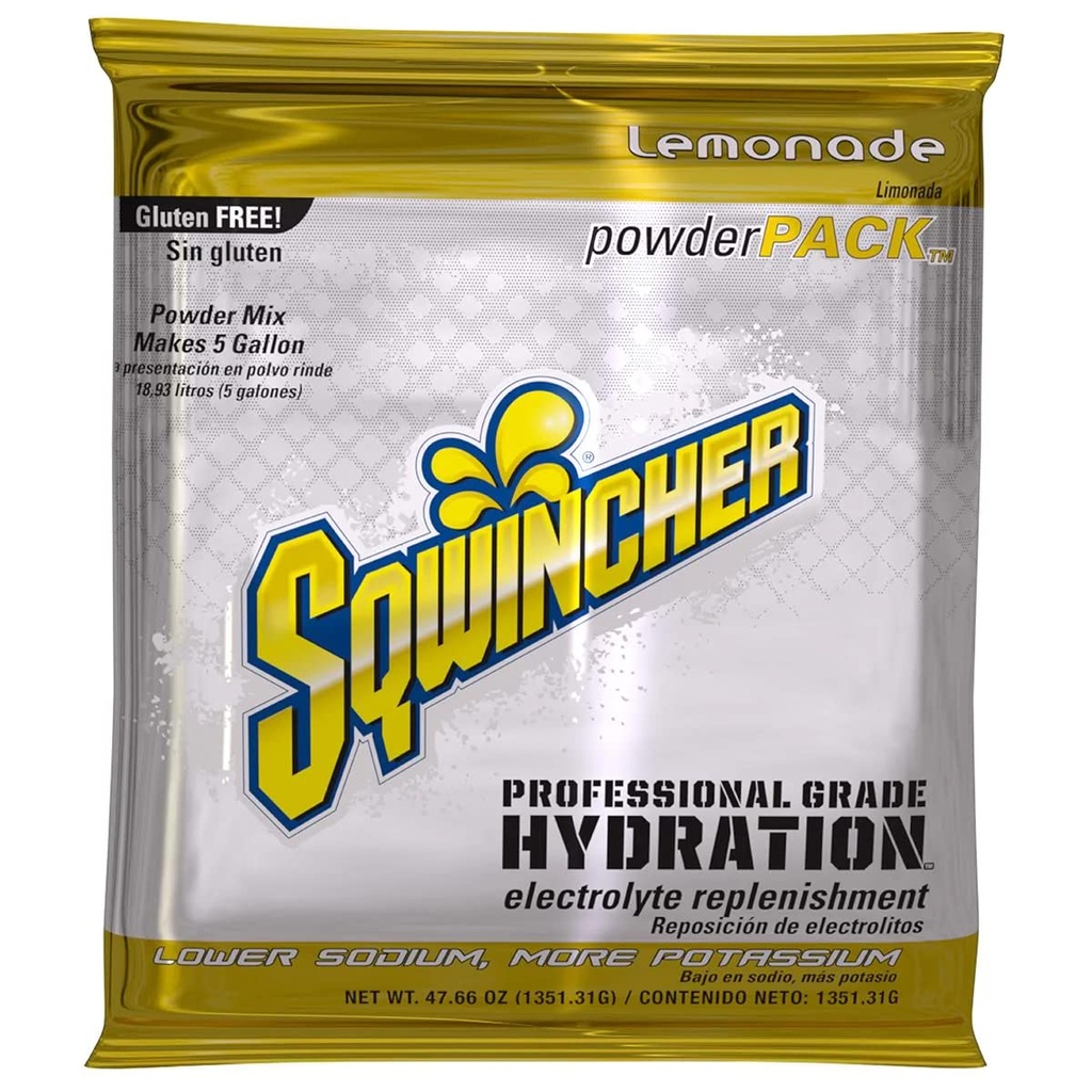 Sqwincher Toz Paketi | Lemonade Flavored | Low Calorie | Low sodyum | Electrolyte Replenishment Hydration Drink Mix | Just Add to 5 Gallons of Water | 47.66 oz paketi (pack of 16)