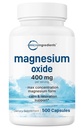 Magnezyum Oksit 400 mg, 500 Capsules | Max Concentration için Elemental Form | Destekler Calm, Muscle & Nerve Health | Non-GMOMO