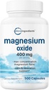 Magnezyum Oksit 400 mg, 500 Capsules | Max Concentration için Elemental Form | Destekler Calm, Muscle & Nerve Health | Non-GMOMO