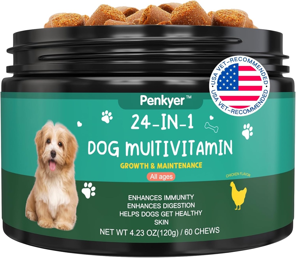 Köpek için Glucosamine Chondroitin Multivitamins Chews Puppy Treats Skin Coat Heart Health Pet Hip & Ortak Destek Supplements for Dog Immunity Mobility Energy Energy