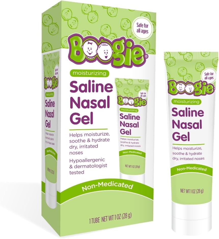 Boogie Saline Nasal Gel, Aloe ve Isotonic Saline, Soothes ve Hydrates Kuru veya Irritated Noses, Unscented, Pack of 1