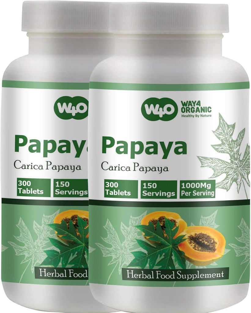 Papaya Leaf Extract Capsules (Tablets) - 300 Pills, 150 Hizmet, 1000 mg, Destekler Plalet Immunity & Digestion* (Pack of 2)