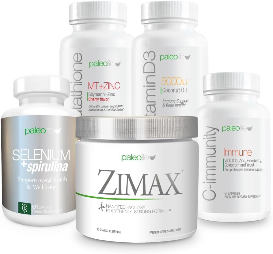Premium Maksimum Savunma Değer Kit: Bu 5 Premium Supplements ve Vitaminler kit içerir: Zimax, Selenium + Spirulina, Glutathione MT + çinko, D3 ve C-Imm.