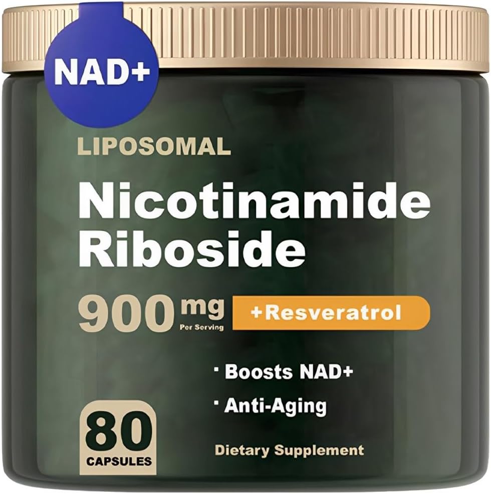 NAD Supplement - NAD Nicotinamid Riboside 900 mg, Resveratrol, Quercetin - Anti-Aging, Enerji, Focus - 80 Capsules