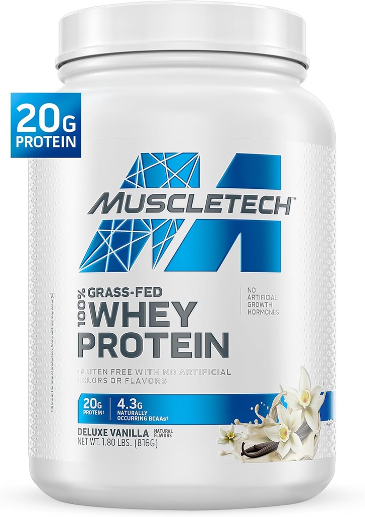 Kastech Grass-Fed Whey Protein Tozu (Deluxe Vanilla, 1.8LB) - Whey proteini Smoothie & Milk Shake Mix Supports Muscle Win & Recovery - 20g of Whey Protein for Women & Men - Non-GMO & Gluten-Free-Free-GMO & Gluten-Free