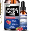 Magnezyum Glycinate 500 mg, Sıvı Glycinate Drops 6X High Abxia for Bone, Sleep, Leg Cramps & Immune Support, Vegan, Non-GMO, Gluten-Free | 30 Servisler