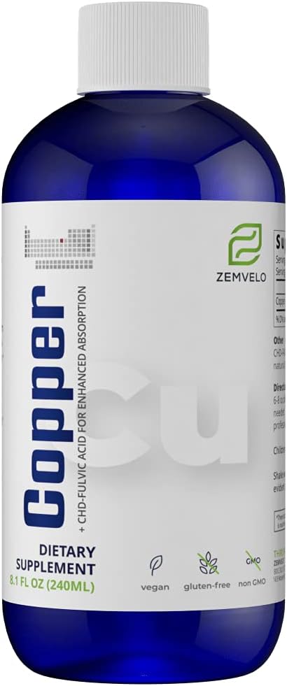 Sıvı Ionic Chelated Copper | Doğal Doku | Sağlıklı Saç, Cilt, Nails & Collagen | Sağlıklı Demir Seviyeler | Mood Balance | 3 Ay Supply