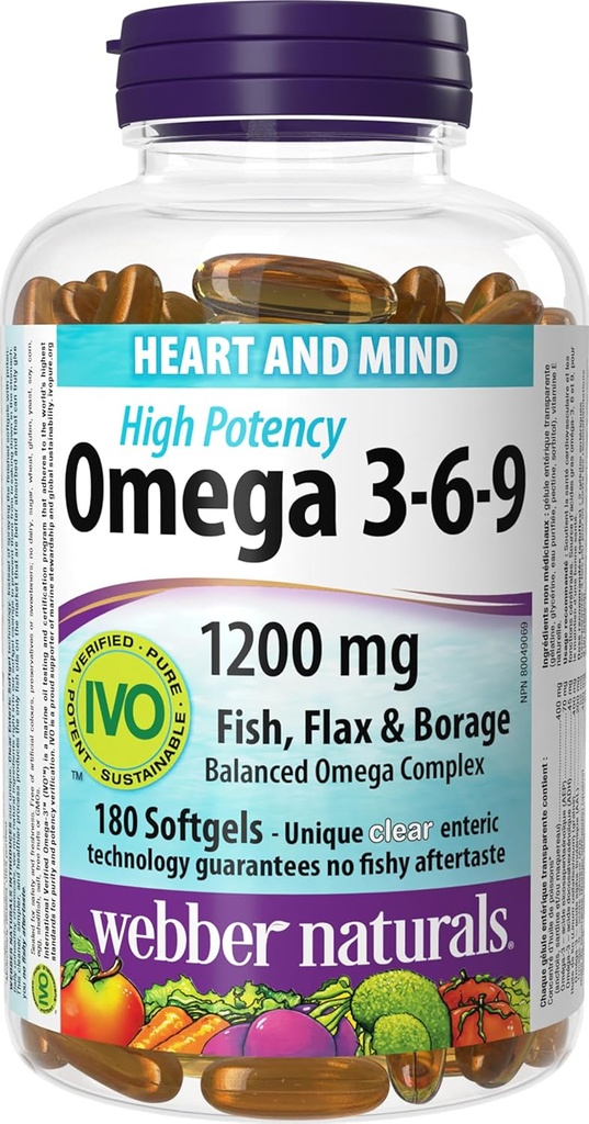 Webber Naturals Υψηλή ισχύς Omega 3-6-9, 180-Count