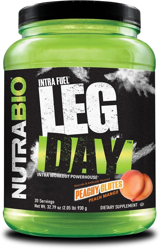 NutraBio Leg Day Intra Workout Toz – Advanced Carb Supplement with Cluster Dextrin & Electrolytes – Carb Toz with EAAs/BCAAs – Cyclic Dextrin for Performance – Peach Mango, 20 Servisler