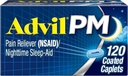 Advil PM Πόνος Reliever και νυχτερινή βοήθεια ύπνου, ιατρική του πόνου με Ibuprofen για την ανακούφιση του πόνου και διφαινυδραμίνη Κιτρικό για μια βοήθεια ύπνου - 120 Καλύμματα