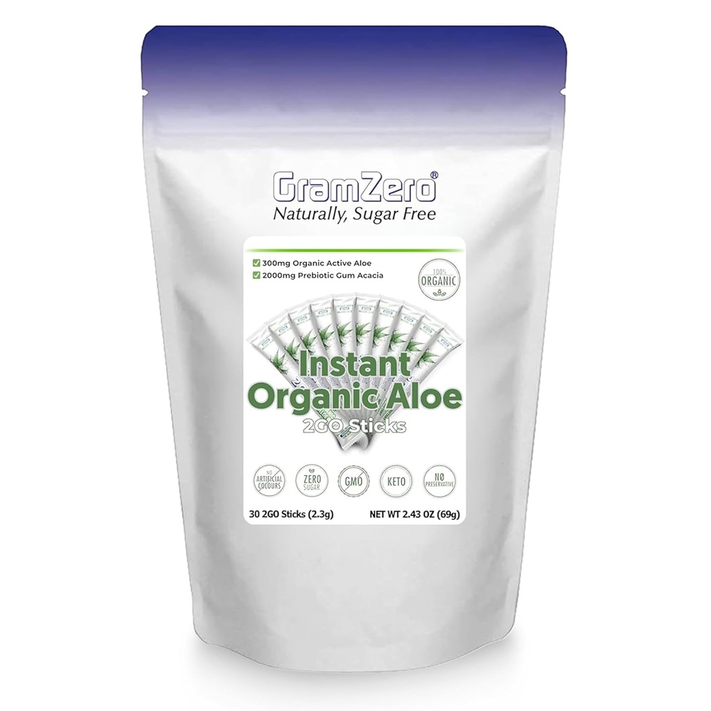 GramZero 2GO Sticks - Organik aloe: Unflavored, Great for Nutrition Club Loaded Tea