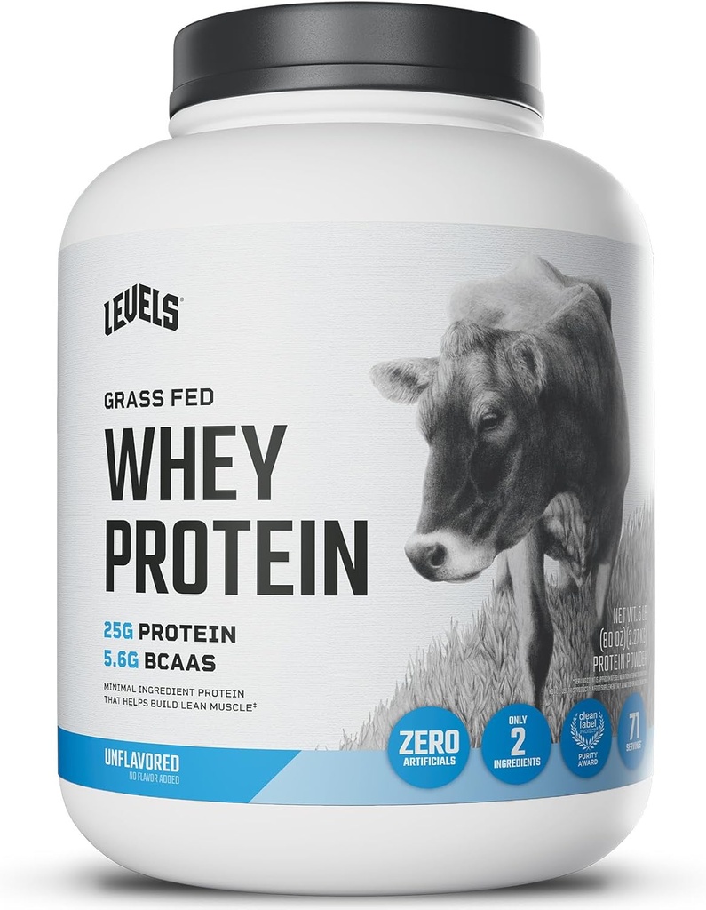 Seviyeler Grass Fed Whey Protein Toz, Yapay Değil, 25G Protein, Unflavored, 5LBB