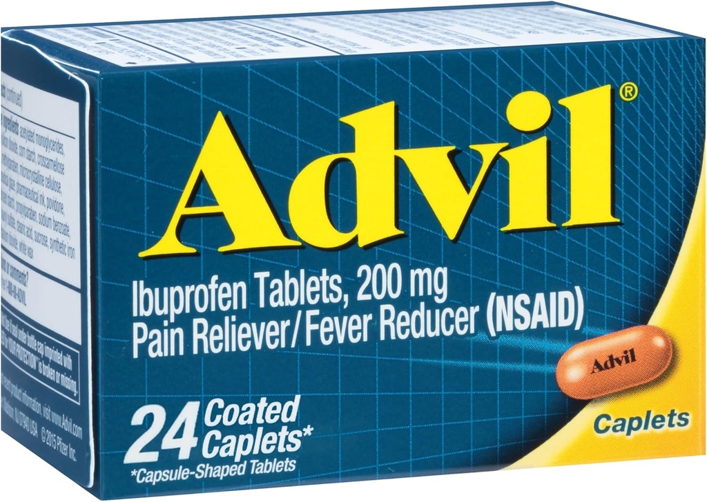 Advil Ibuprofen, Caplets Pain Reliever ve Ateş Tespiti 200 Milligram 24Ct