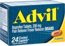 Advil Ibuprofen, Caplets Pain Reliever ve Ateş Tespiti 200 Milligram 24Ct