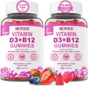 NEVISS 2Pack Vegan D3 + Vitamin B12 Gummies, High Potency D3 5000IU & 1000 mcg Me12, Vitamin D3 ve B12 Yetişkinler, Destek Bone Health, Immune & Energy Supplement, 120 Count