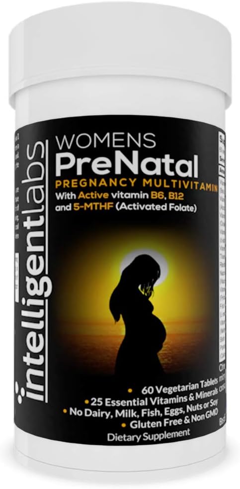 Akıllı Laboratuvarlar Kadın Prenatal Multivitamin, 25 Temel Gebelik Vitaminleri ve Mineralleri, 5MTHF Aktif Folate, Active B12 ve B6, Easy-to-Take, 2 Ay Supply