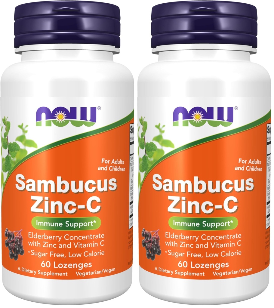 Şimdi Tamamlar, Sambucus çinko-C, Elderberry Temp ve Vitamin C, 60 Lozenges (Pack of 2)