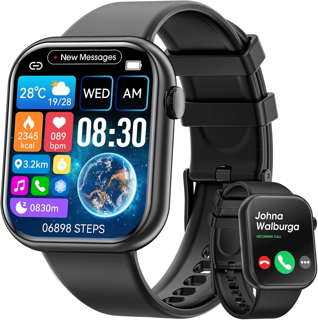 Hwagol Smart Watch (Απάντηση/Κάντε κλήση) 1.85inch Fitness Tracker, DIY Dials/Pedometer/Calories/Multiple Sport Modes/Voice Assistant, Smart Watches for Men Women Android iOS Phones