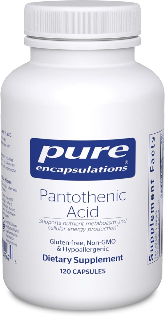 Pure Encapsulations Pantothenic Acid | Hypoallergenic Supplement Supports Cellular Energy Production, Adrenal and Cardiovascular Health | 120 Capsules