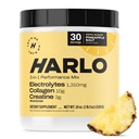 Harlo - Collagen & Create Electrolyte Drink Mix – Ανανάς Αλάτι Γεύση – Ενυδατική πριν & μετά την προπόνηση σκόνη – Υποστηρίζει το δέρμα, τις αρθρώσεις και την αποκατάσταση των μυών – Ζάχαρη-ελεύθερο ενεργειακό ενίσχυση